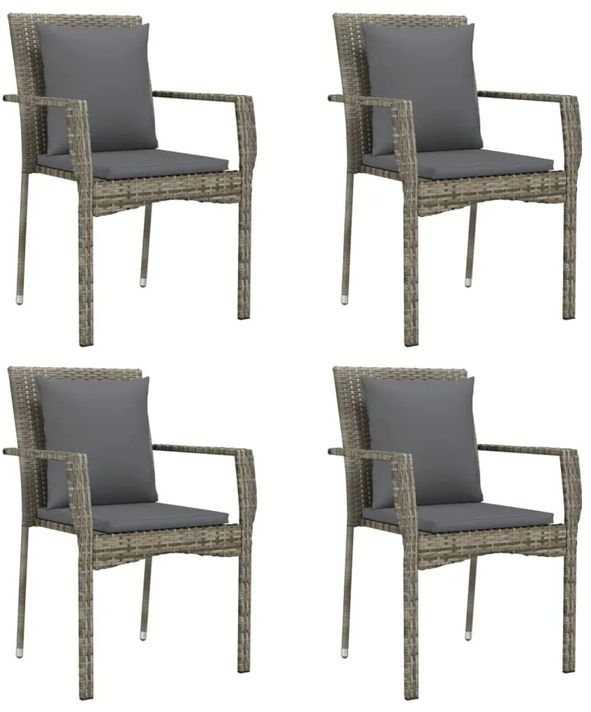 vidaXL Σετ Τραπεζαρίας Κήπου 5 τεμ Μαύρο&Γκρι Συνθ. Ρατάν με Μαξιλάρια