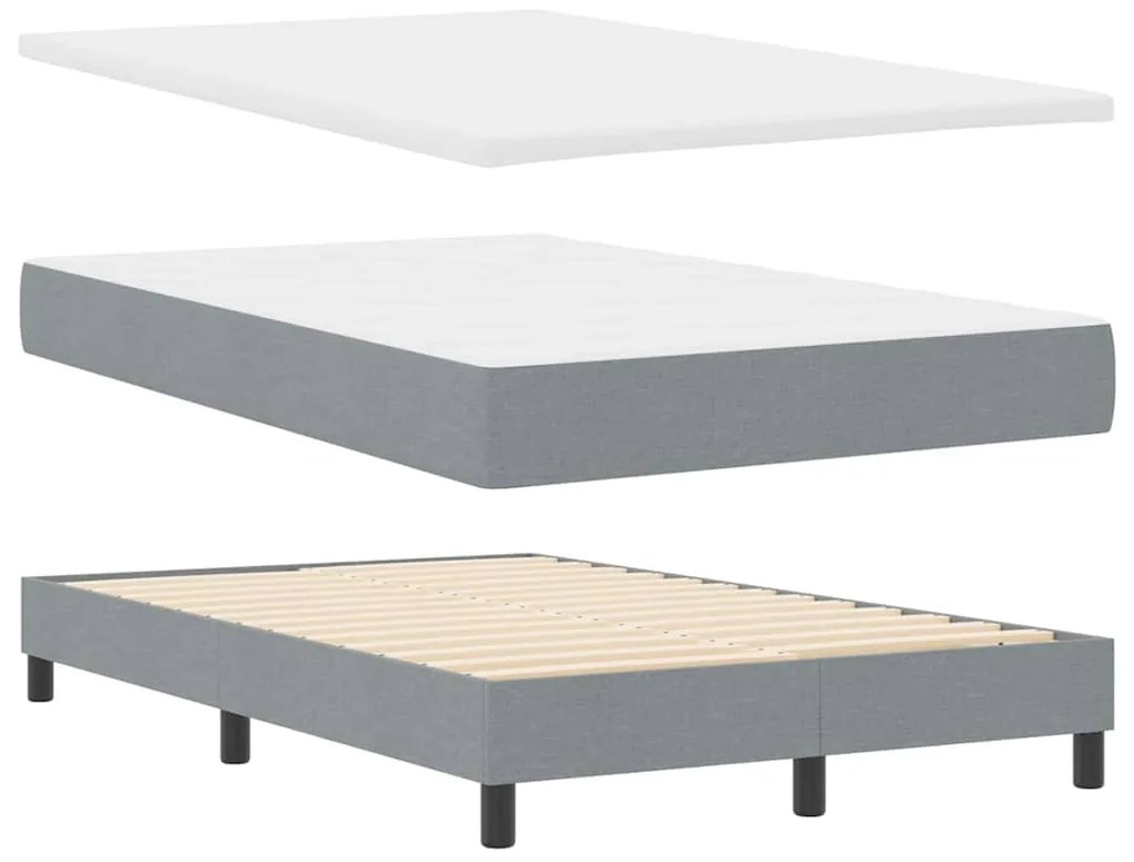 vidaXL Κρεβάτι box spring με στρώμα Ανοιχτό γκρι 120 x 190 cm ύφασμα