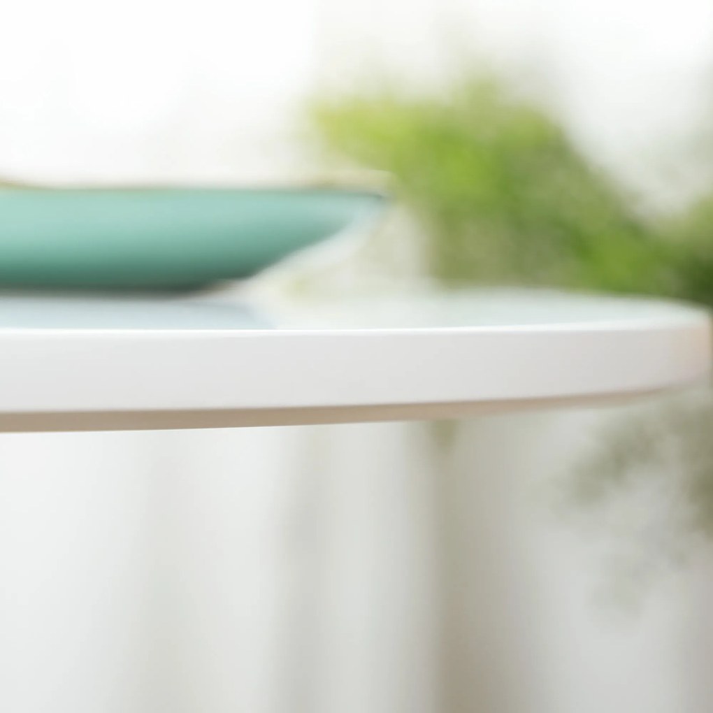 HOMCOM Τραπέζι τραπεζαρίας για 2 άτομα, στρογγυλή επιφάνεια, ατσάλινο πόδι, λευκό, 70 x 70 x 75 cm