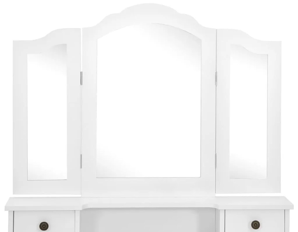 Μπουντουάρ με Σκαμπό Λευκό 80 x 69 x 141 εκ. Ξύλο Παυλώνιας - Λευκό