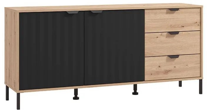 Έπιπλο Τηλεόρασης Vandea 157 3K3F2V Artisan Oak - Μαύρο Μάτ 157x40x74 εκ.