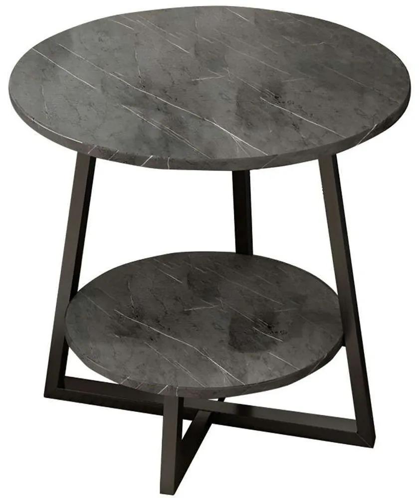 Τραπέζι Σαλονιού Rota 072-000061 Φ60x60cm Marble Effect Black