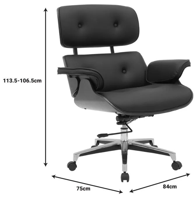 Καρέκλα γραφείου διευθυντή Kobane μαύρο pu-βάση χρωμίου 84x75x113.5εκ 84x75x113.5 εκ.