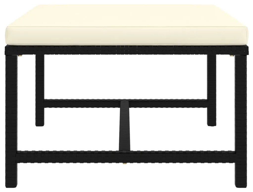 vidaXL Υποπόδιο Τμηματικό Μαύρο από Συνθετικό Ρατάν με Μαξιλάρι