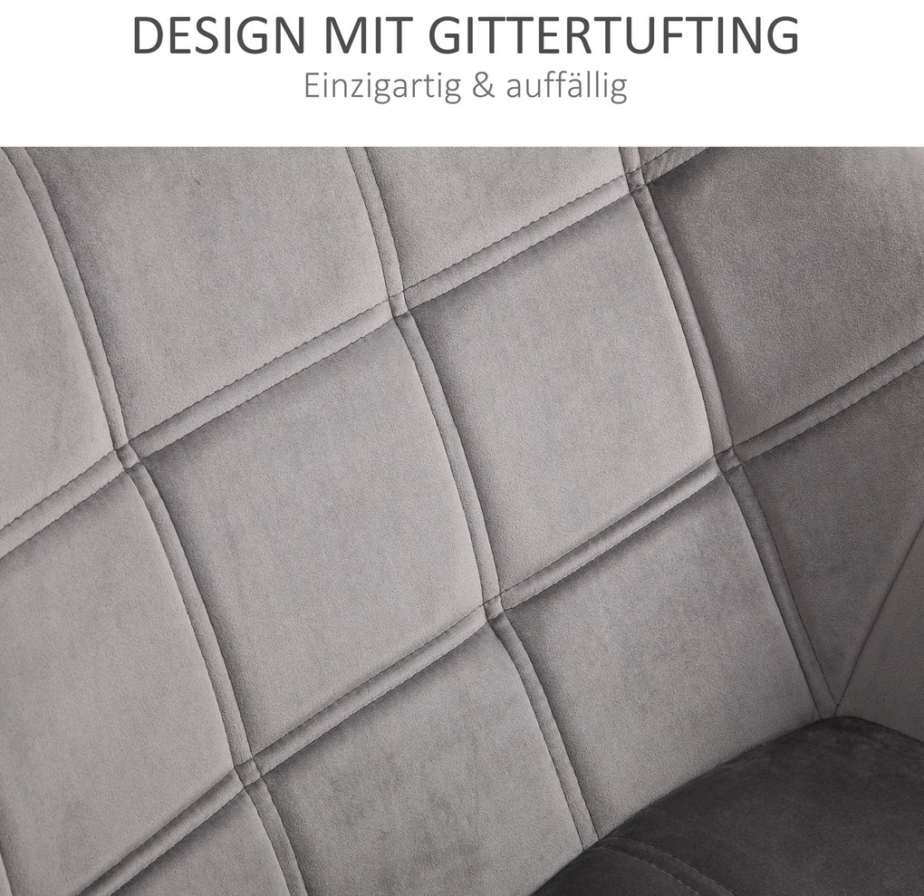 HOMCOM Πολυθρόνα Σκανδιναβικού Σχεδιασμού, Πολυθρόνα Ανάγνωσης, Πολυθρόνα Έμφασης, Καπιτονέ, 67cm x 61,5cm x 71cm. Γκρι