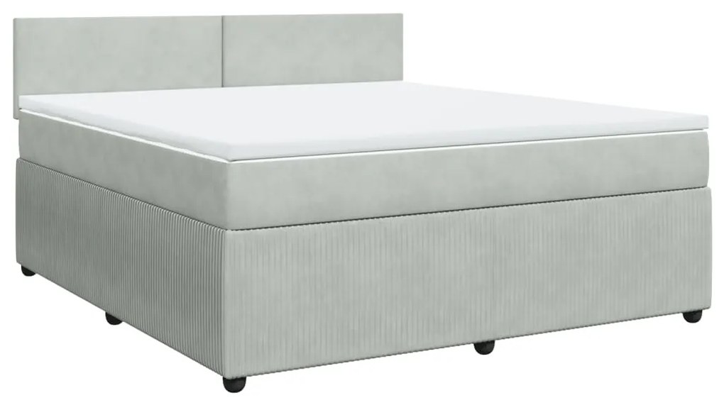 vidaXL Κρεβάτι Boxspring με Στρώμα Ανοιχτό Γκρι 180x200 εκ. Βελούδινο