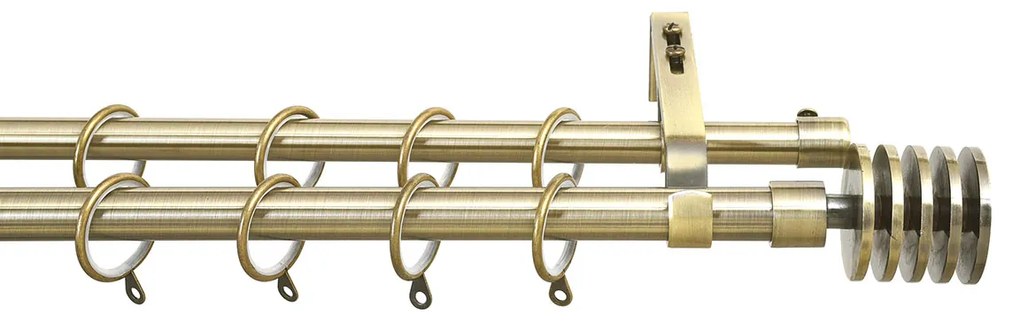 Κουρτινόξυλο Διπλό Επεκτεινόμενο 140-240cm Με Άκρα Grace Bronze 929702