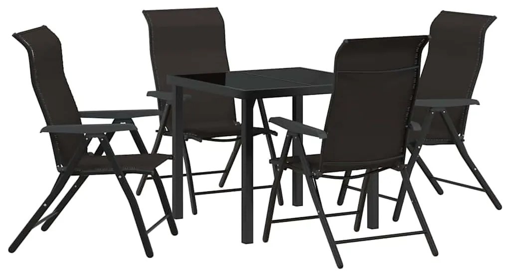 vidaXL Σέτ φαγητού για κήπο 5 pcs Μαύρος καφές Πολυ ράταν