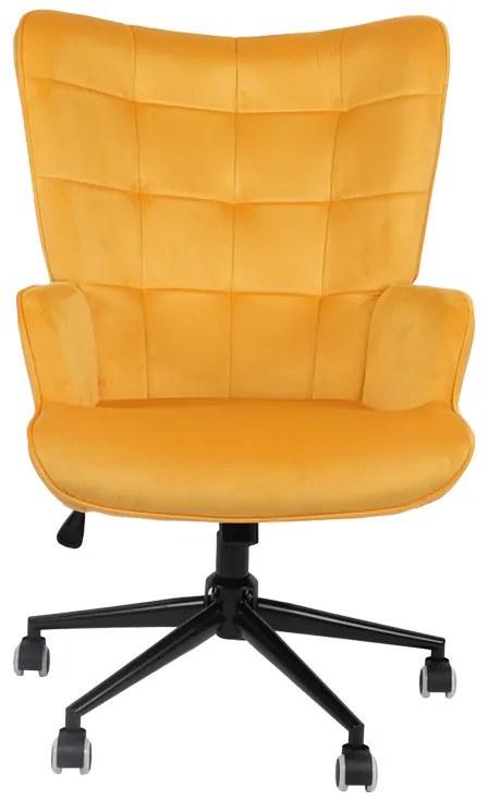 Καρέκλα γραφείου διευθυντή Lobima pakoworld περιστρεφόμενη κίτρινο βελούδο 68x71x105-112εκ