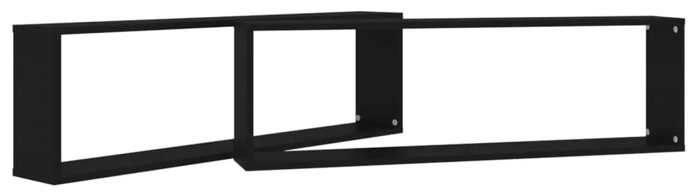 vidaXL Ράφια Κύβοι Τοίχου 2 τεμ. Μαύρα 100 x 15 x 30 εκ. Επεξ. Ξύλο