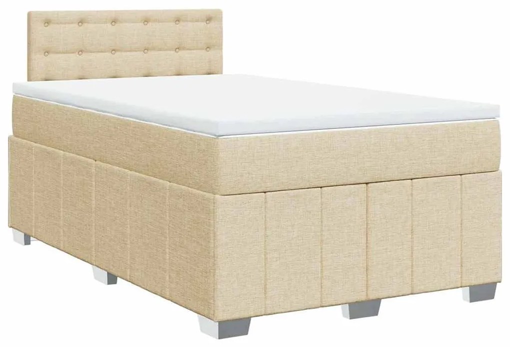 ΚΡΕΒΑΤΙ BOXSPRING ΜΕ ΣΤΡΩΜΑ ΚΡΕΜ 120X200 ΕΚ. ΥΦΑΣΜΑΤΙΝΟ 3287054