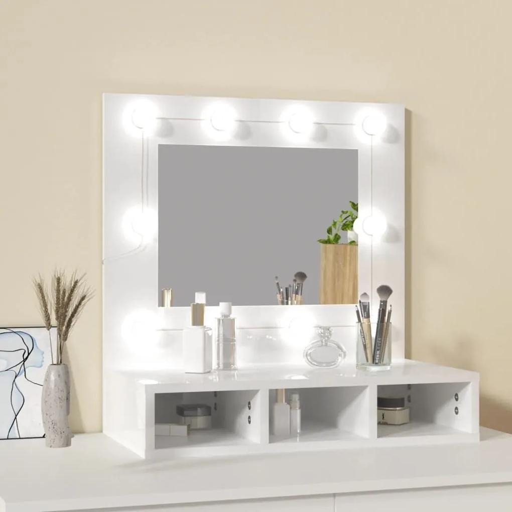 Έπιπλο Καθρέπτη με LED Γυαλιστερό Λευκό 60x31,5x62 εκ. - Λευκό