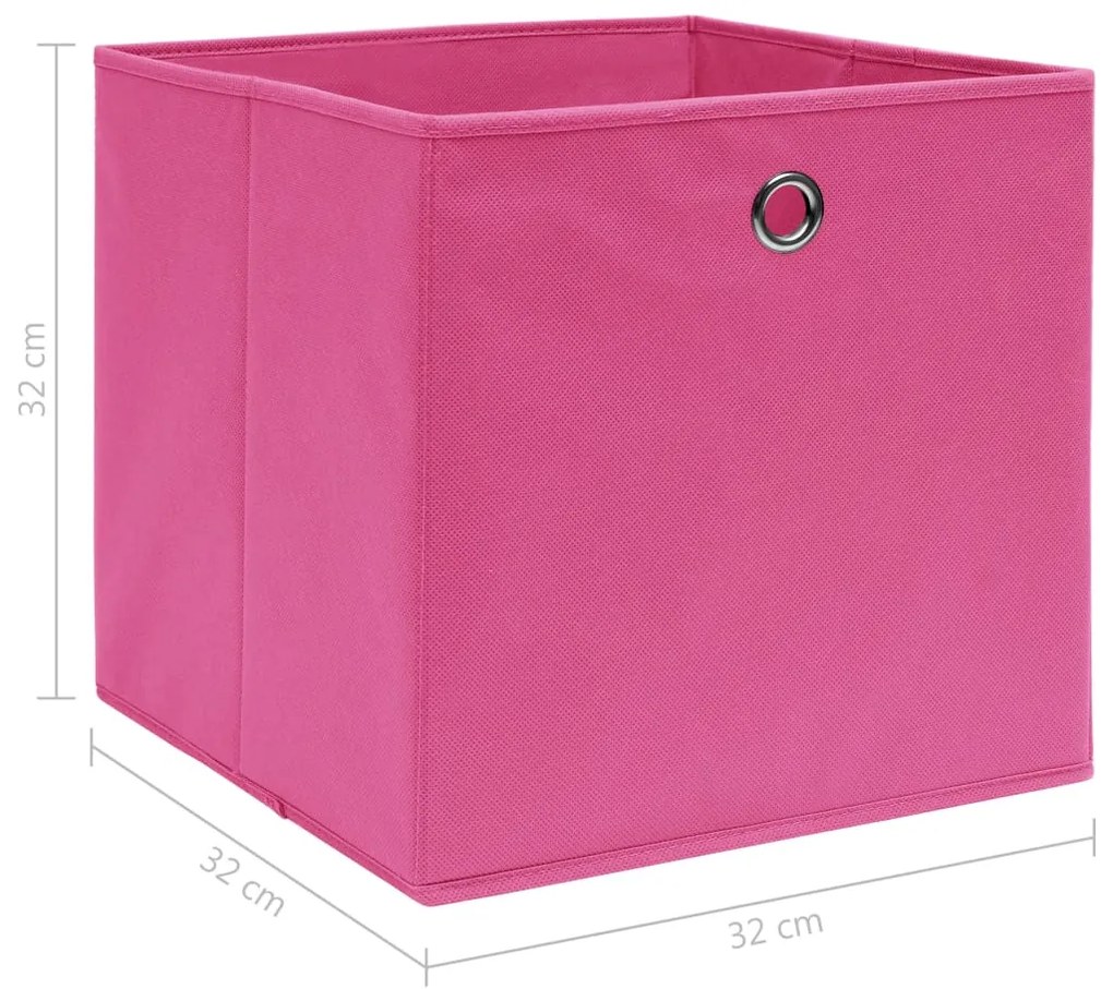 vidaXL Κουτιά Αποθήκευσης 10 τεμ. Ροζ 32 x 32 x 32 εκ. Υφασμάτινα