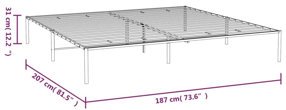 Πλαίσιο Κρεβατιού Μαύρο 180 x 200 εκ. Μεταλλικό - Μαύρο