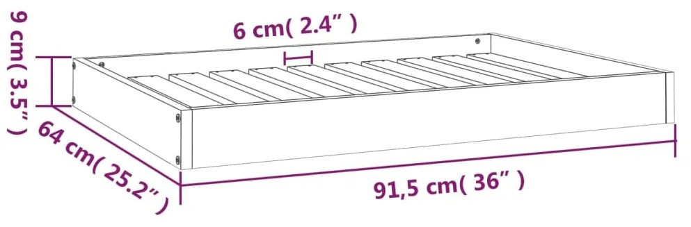 Κρεβάτι Σκύλου Λευκό 91,5 x 64 x 9 εκ. από Μασίφ Ξύλο Πεύκου - Λευκό