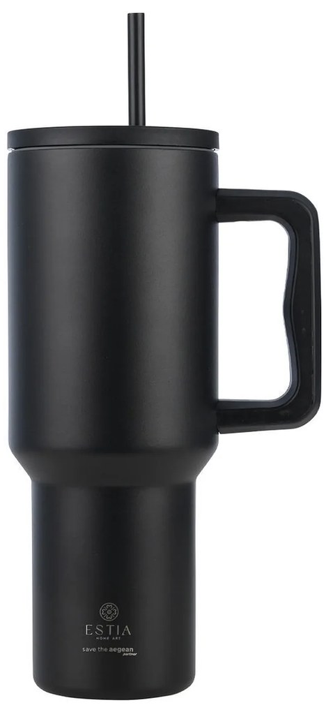 Θερμός Straw Tumbler XL Save The Aegean Midnight Black 1200ml Estia 01-32180