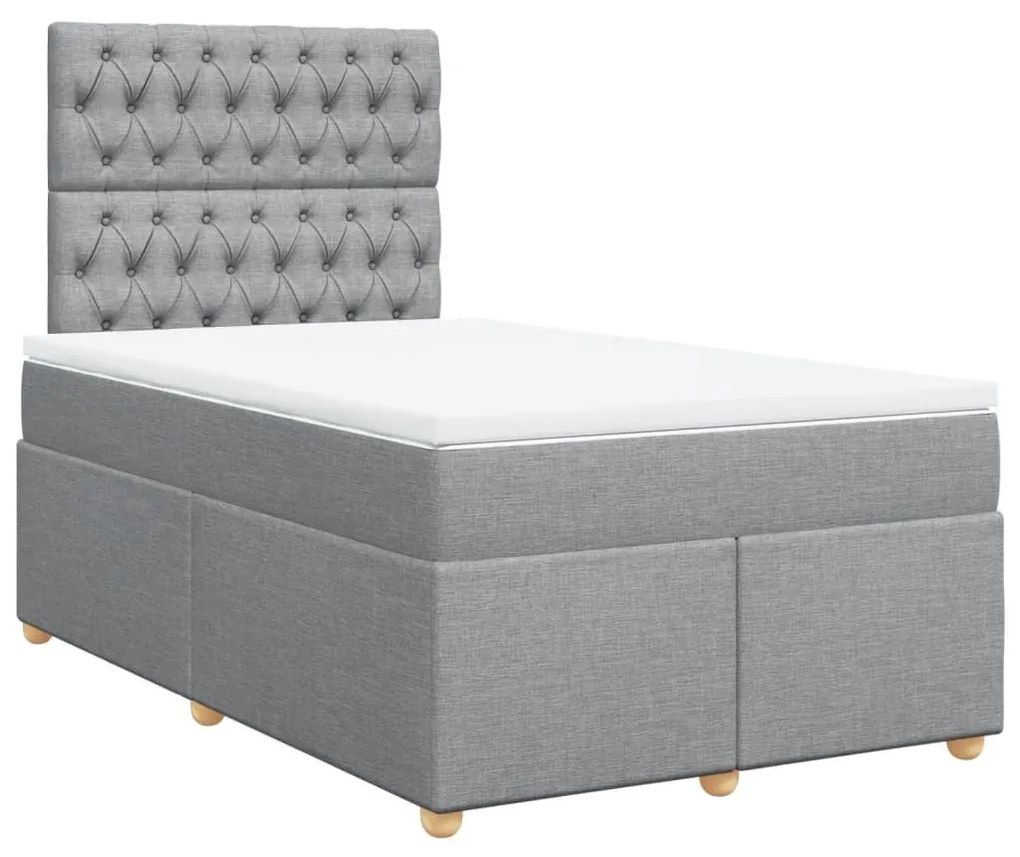 Κρεβάτι Boxspring με Στρώμα Ανοιχτό Γκρι 120x190 εκ. Υφασμάτινο - Γκρι