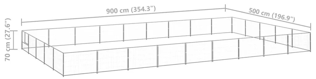 vidaXL Σπιτάκι Σκύλου Ασημί 45 μ² Ατσάλινο