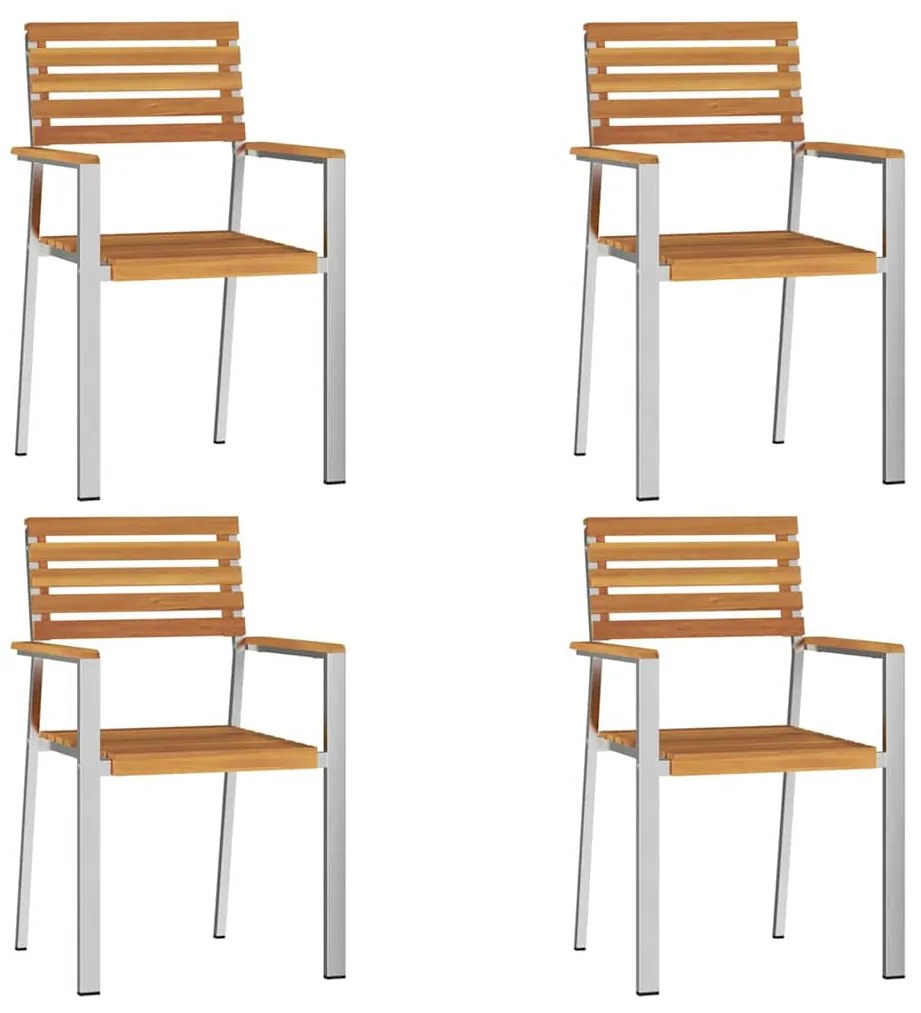vidaXL Καρέκλα Κήπου 4 pcs Καφέ 56 x 54.5 x 87 εκ. Μασίφ ξύλο ακακίας