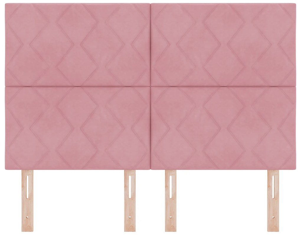 vidaXL LED Κεφαλάρι με φώτα λωρίδας LED Geometric Ροζ 144 cm Βελούδο