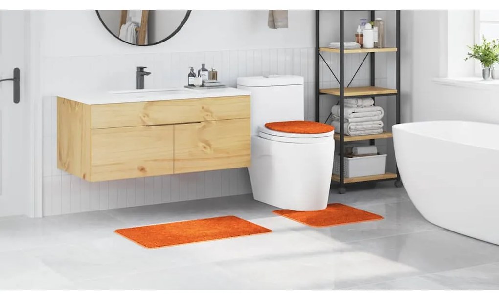 vidaXL Πατάκι μπάνιου 3 pcs Πορτοκαλί 50 x 50 cm Πολυπροπυλένιο