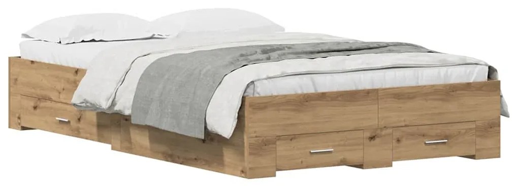 vidaXL Κρεβάτι με Συρτάρια με συρτάρι artisan δρυς 120 x 200 cm
