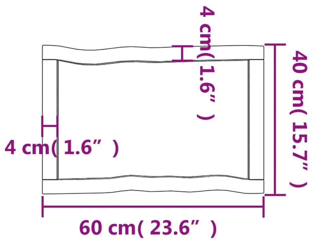 Επιφ Τραπεζιού Αν Καφέ 60x40x(2-6)εκ. Ακατέργ. Μασίφ Ξύλο Δρυός - Καφέ
