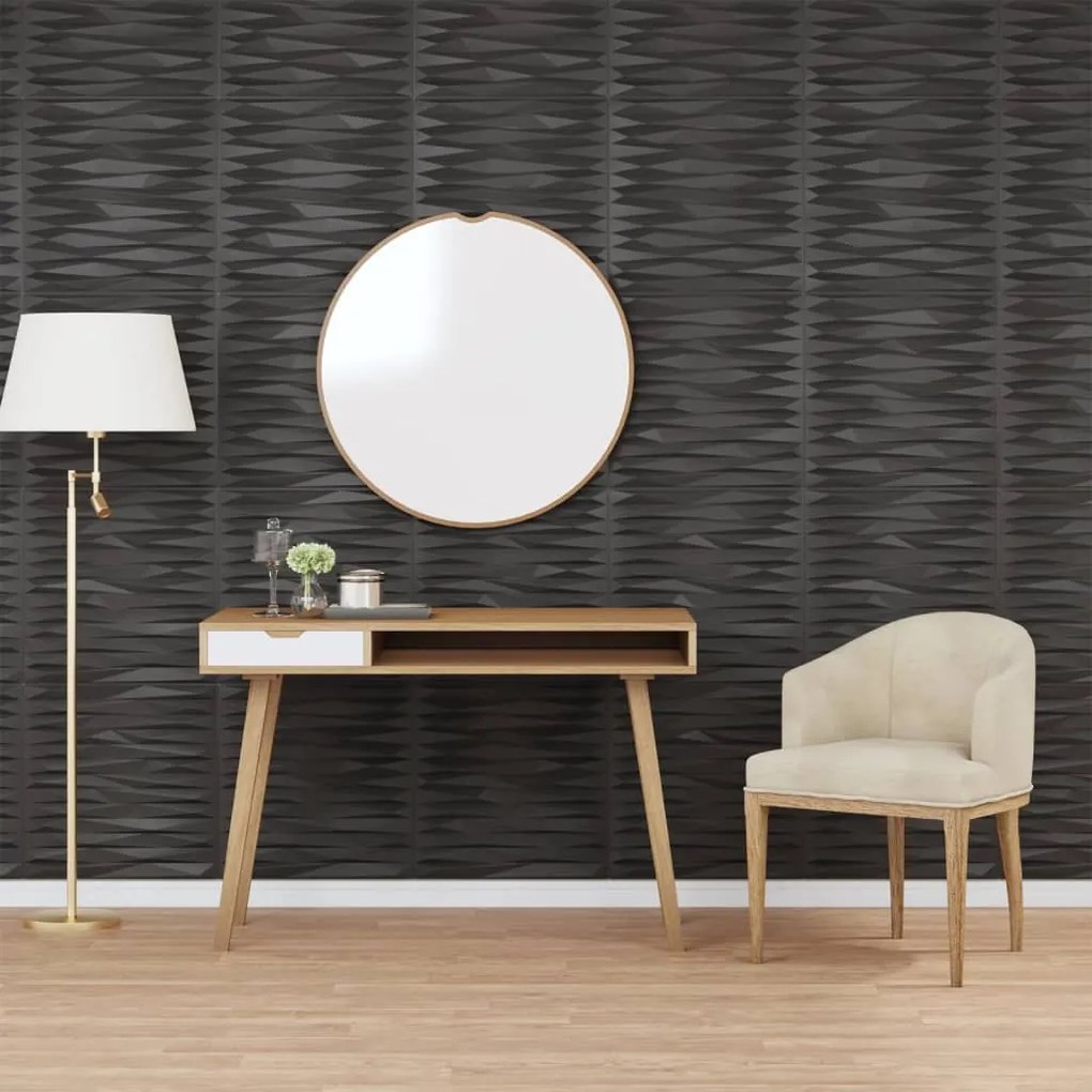 vidaXL Πάνελ Τοίχου 24 τεμ. Μαύρα Σχ. Πέτρα 50 x 50 εκ. 6 μ² από EPS