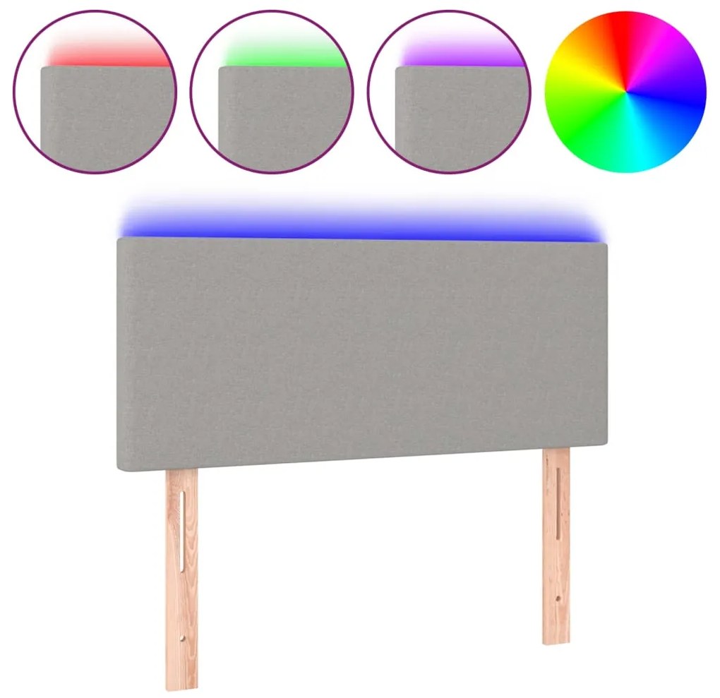 vidaXL Κεφαλάρι Κρεβατιού LED Ανοιχτό Γκρι 90x5x78/88 εκ. Υφασμάτινο