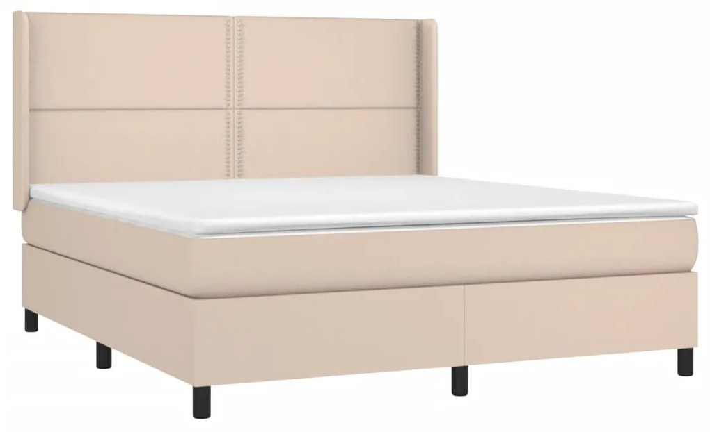 vidaXL Κρεβάτι Boxspring με Στρώμα Καπουτσίνο 180x200 εκ. Συνθ. Δέρμα