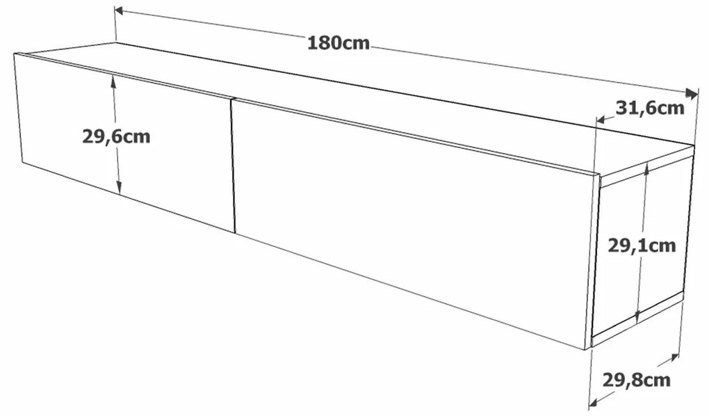 Τραπέζι Tv Ashburn 116, Πεύκο, Με πόρτες, 180x30x32cm