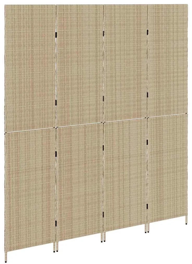 vidaXL Διαχωριστικό Δωματίου Μπεζ 196 x 200 cm συνθετικό ρατάν