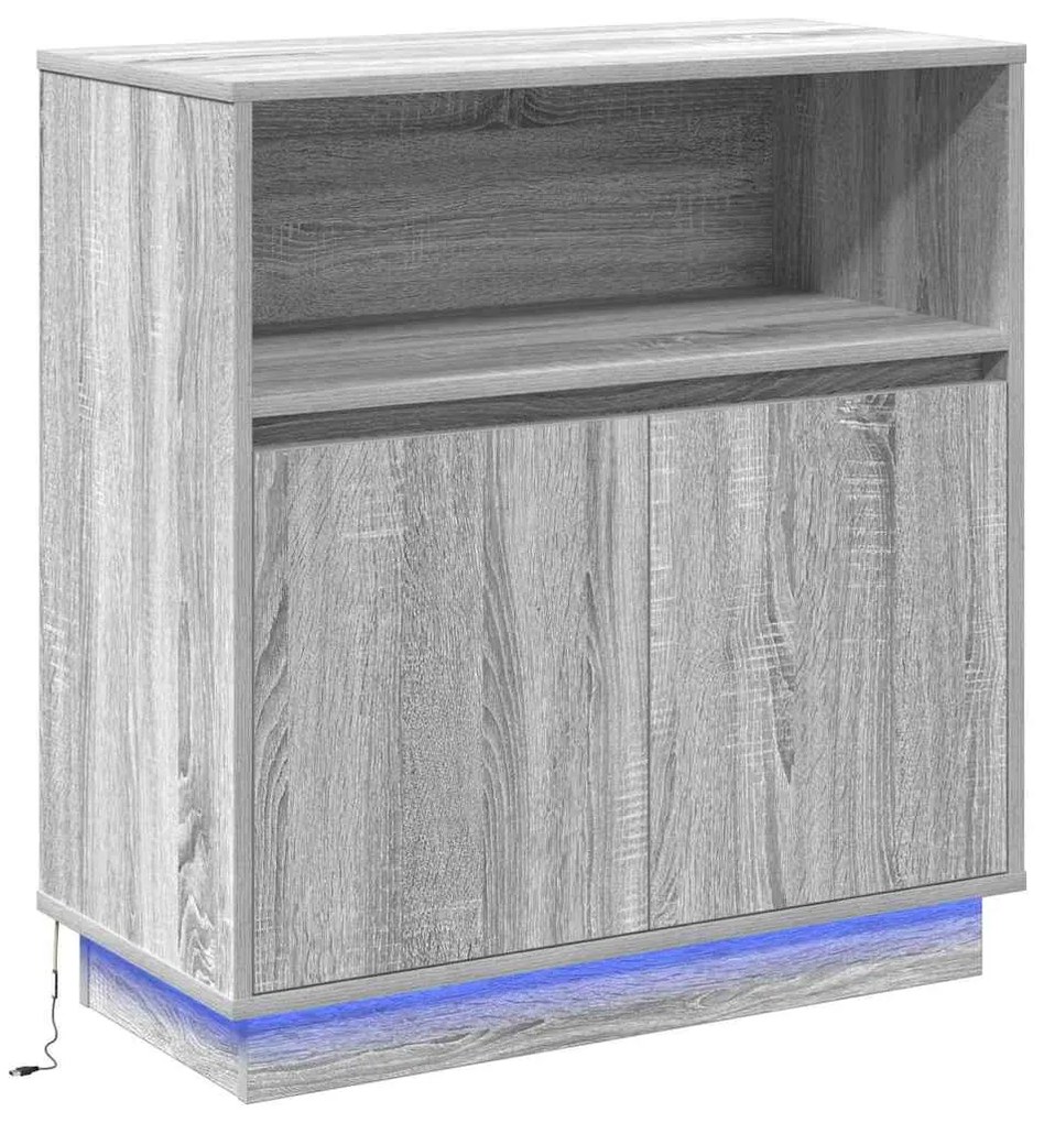 vidaXL Πλαϊνό Γραφείο με LED Γκρι sonoma 71 x 34.5 x 75 εκ.