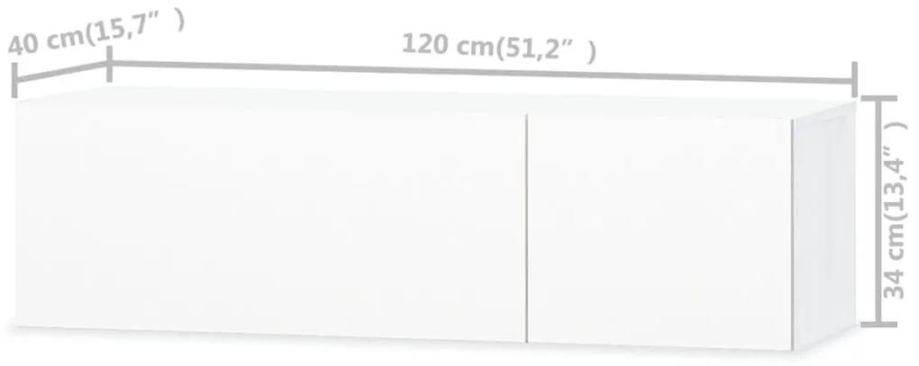 Έπιπλο Τηλεόρασης Γυαλιστερό Λευκό 120x40x34 εκ. Μοριοσανίδα - Λευκό