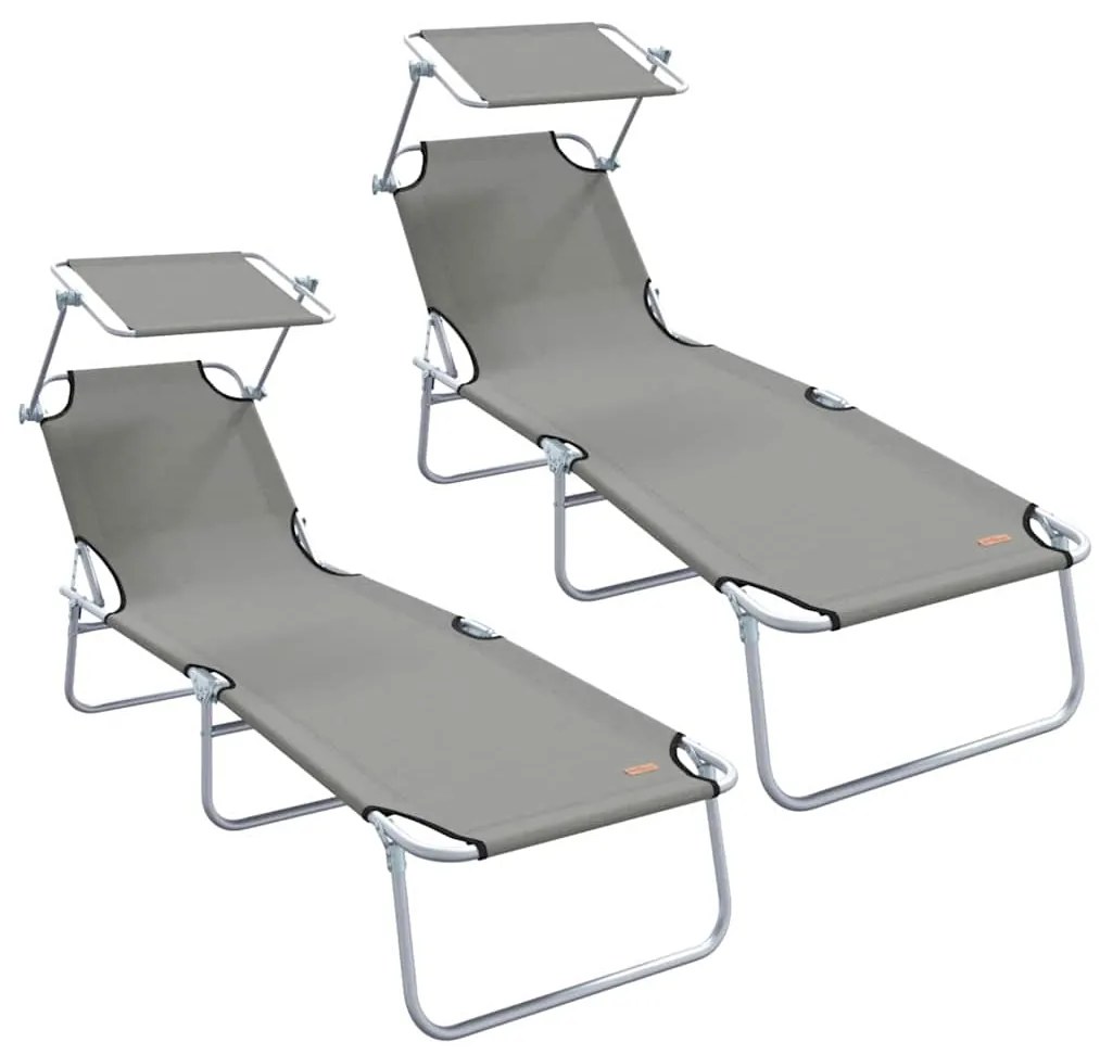 vidaXL Ξαπλώστρα 2-πρόσωπο 2 pcs Γκρι 58 x 188 x 77 εκ. ύφασμα