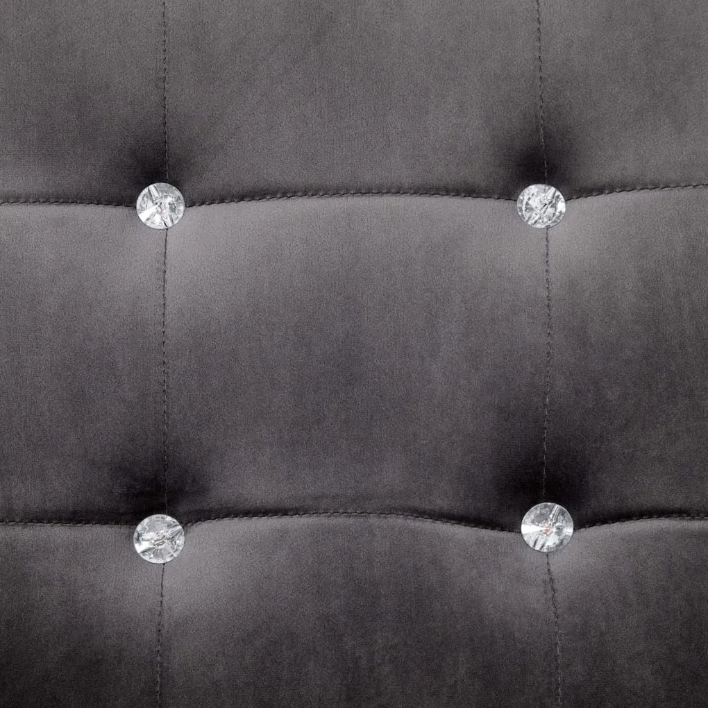 Καναπές Διθέσιος με Μπράτσα Σκούρο Γκρι από Βελούδο &amp; Χρώμιο - Γκρι