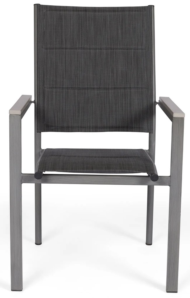 Τραπεζαρία κήπου &quot;Scana&quot;σετ 7τμχ αλουμίνιο ανθρακί-textilene γκρι 180x100x75