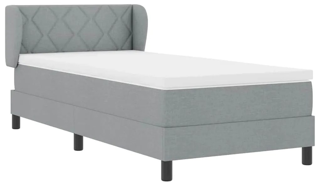 vidaXL Κρεβάτι box spring με στρώμα Ανοιχτό γκρι 100 x 200 cm ύφασμα