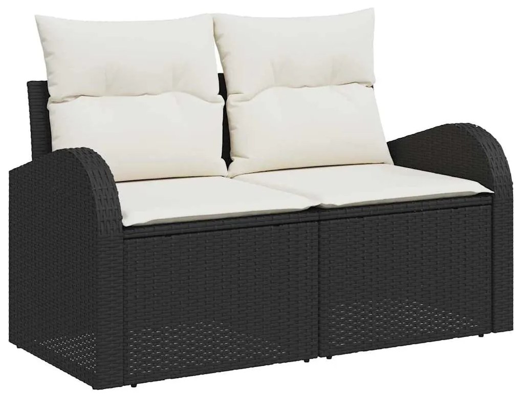 vidaXL Set Κήπου 7 Τεμαχίων της  με Μαξιλάρια σε Μαύρο ΠολυΡάττανα