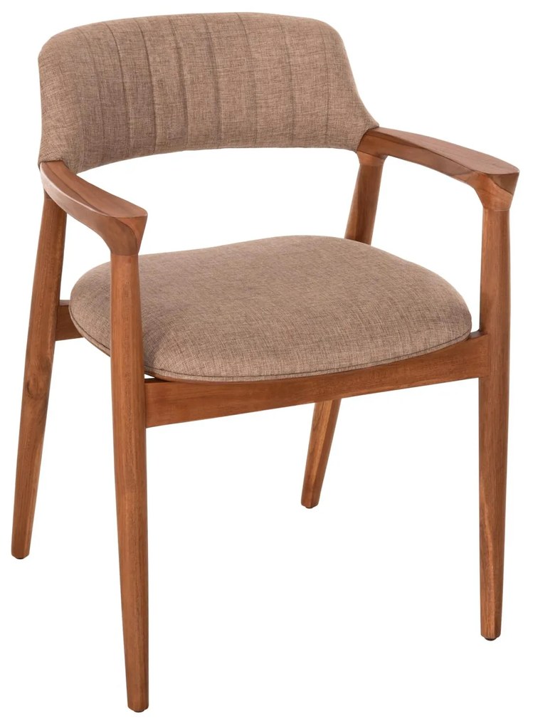 Πολυθρόνα JAMES Teak Wood με Ύφασμα Σαμπανί  57x52x76Υεκ. 57x52x76 εκ.