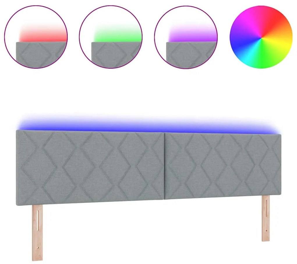vidaXL Κεφαλάρι με φώτα λωρίδας LED Ανοιχτό γκρι 180 cm ύφασμα