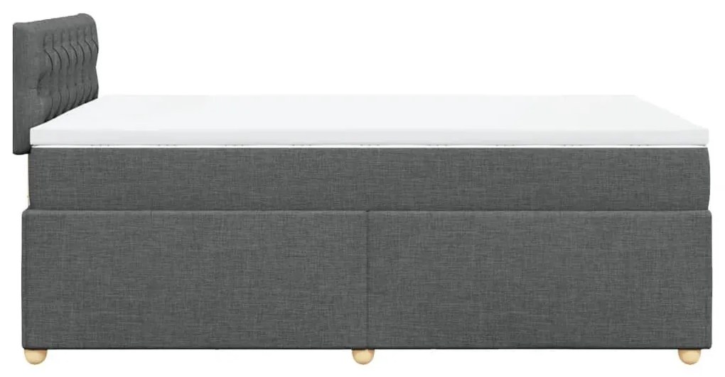 Κρεβάτι Boxspring με Στρώμα Σκούρο Γκρι 120x190 εκ Υφασμάτινο - Γκρι