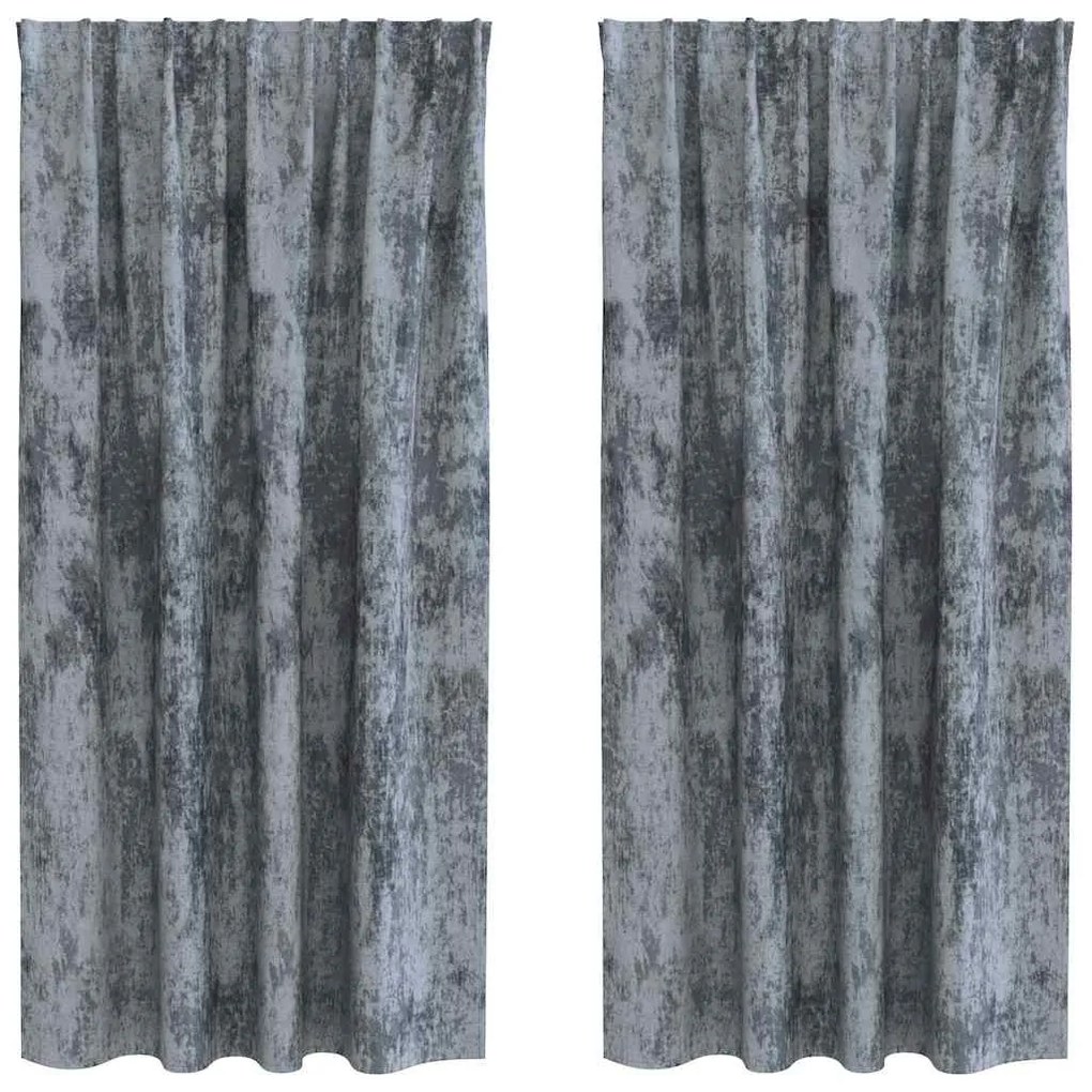 vidaXL Κουρτίνα με κουρτίνες 2 pcs Ασημί γκρι 175 x 140 εκ. Βελούδο