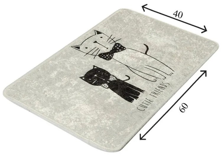 Χαλί μπάνιου Chilai Home 359CHL4170, 40x60 cm, 100% αντιαλλεργικό μικρο-πολυαμίδιο, Μαύρο / Λευκό