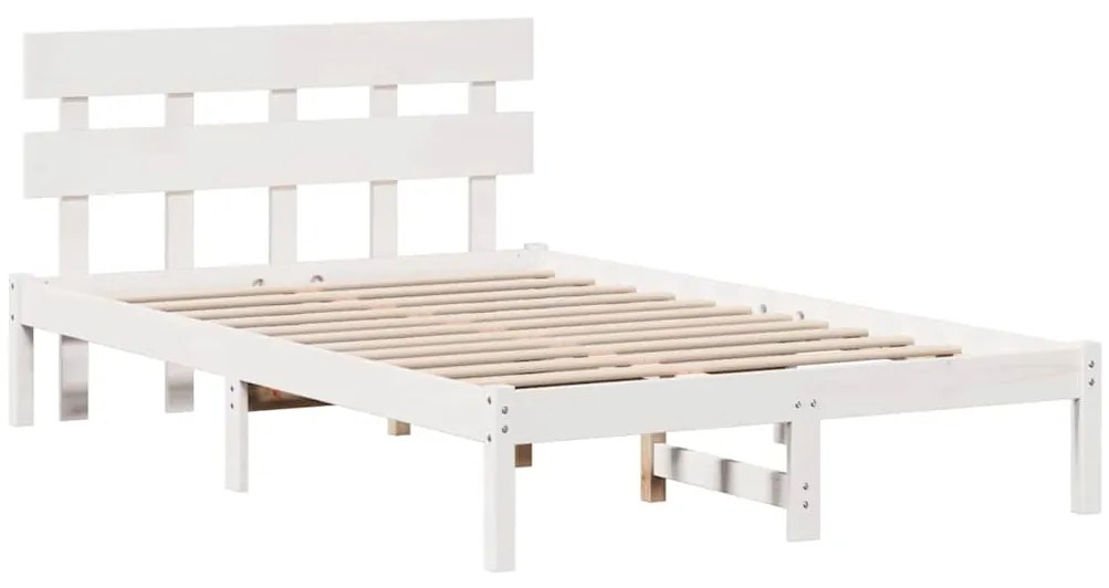 vidaXL Σκελετός Κρεβατιού Λευκό 135 x 190 cm Μασίφ ξύλο πεύκου