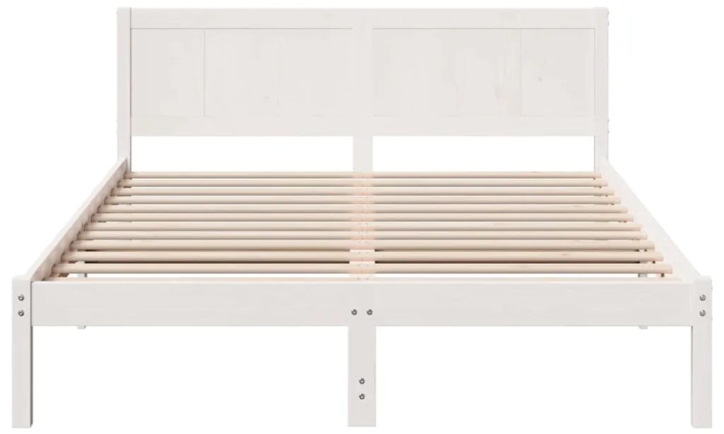 vidaXL Σκελετός Κρεβατιού Λευκό 140 x 200 cm Μασίφ ξύλο πεύκου