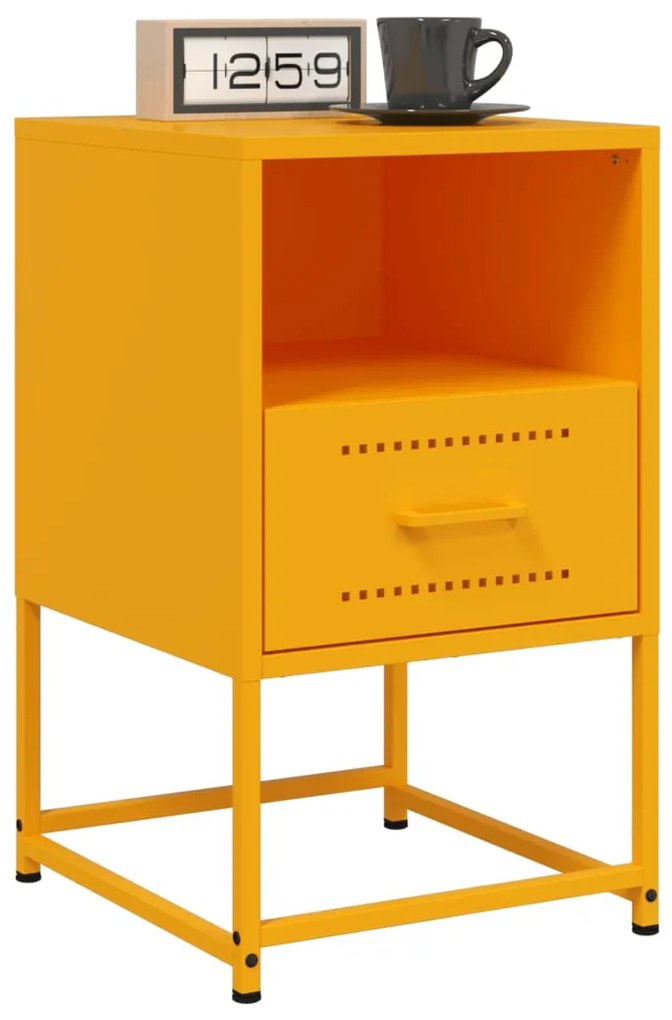 vidaXL Κομοδίνα 2 τεμ. Μουσταρδί 36x39x60,5 εκ. από Χάλυβα