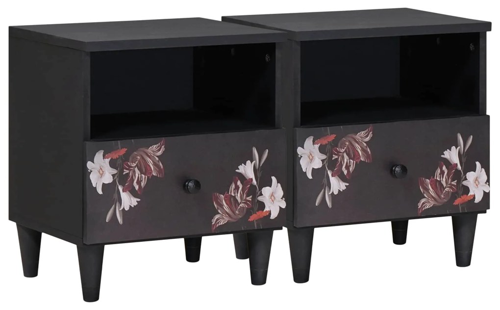 vidaXL Κομοδίνο 2 pcs Καφέ 40 x 33 x 46 εκ. Στερεό ξύλο μάνγκο