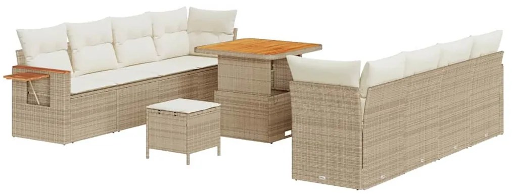 vidaXL Σετ Καναπέ Κήπου με μαξιλάρι 11 pcs Μπεζ και Κρέμα