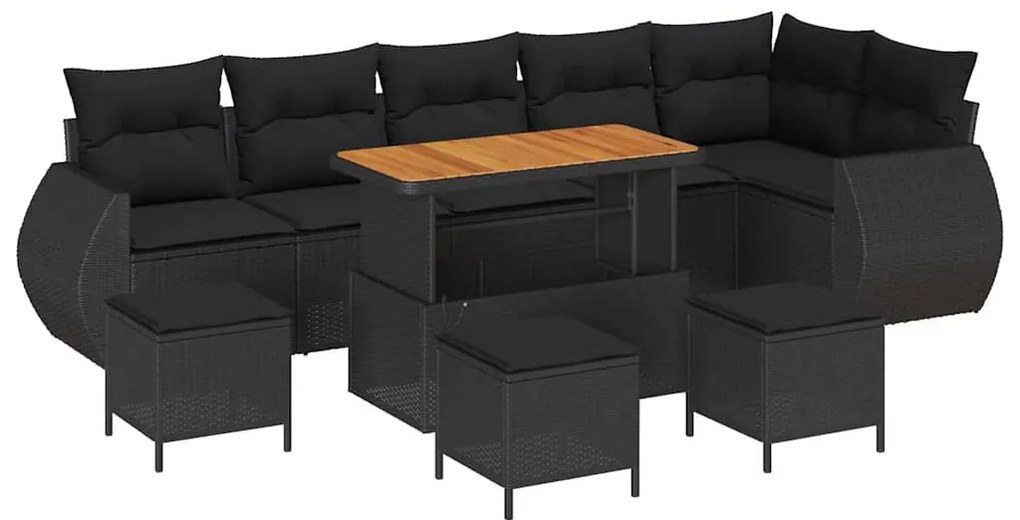 vidaXL Σετ Καναπέ Κήπου 10 pcs Μαύρο συνθετικό ρατάν